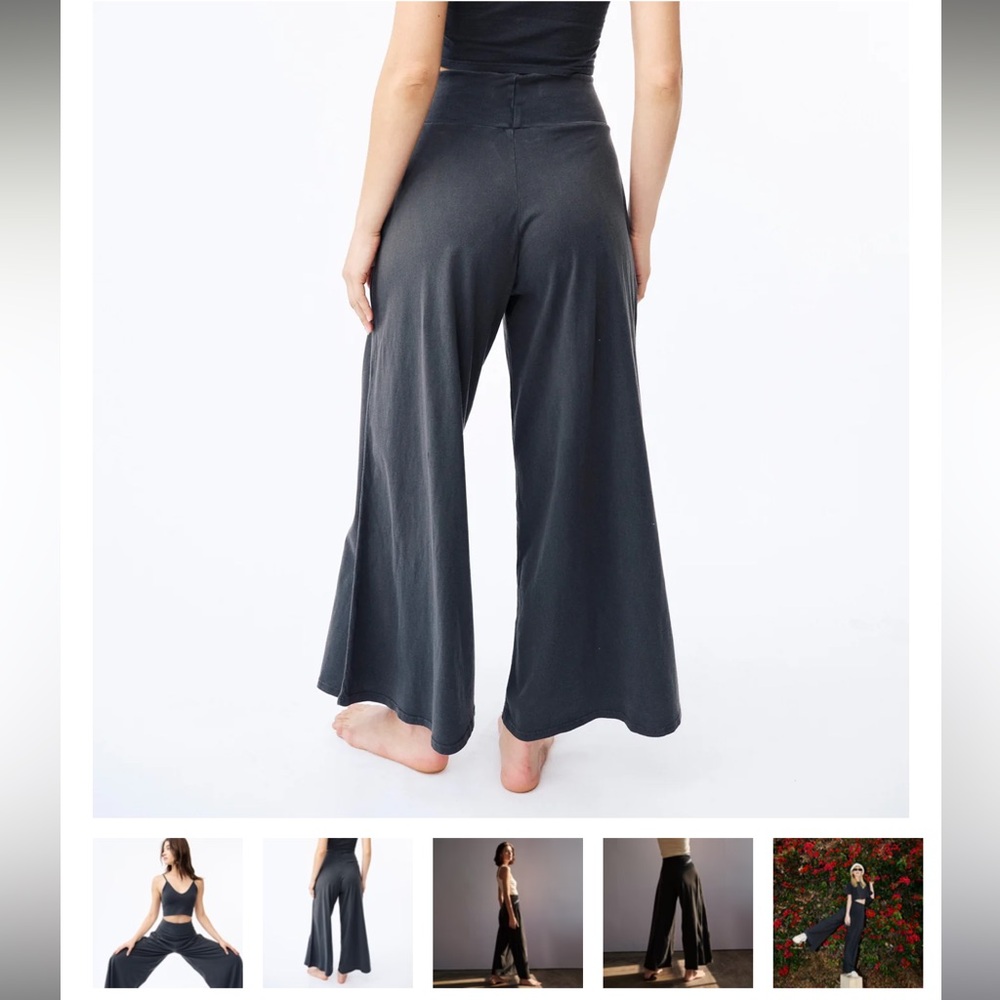 Wide Leg Cropped Pants - Charcoal Gray - Picture 6 of 9